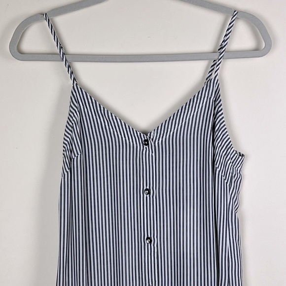 7 For All Mankind | Grey & White Stripe Button Sleeveless Midi Dress | XS - Picture 10 of 10